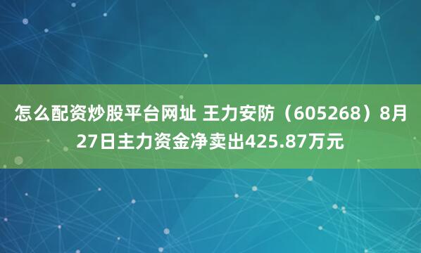 怎么配资炒股平台网址 王力安防（605268）8月27日主力资金净卖出425.87万元